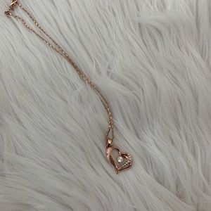 Rose Gold Heart Necklace with diamond pendent